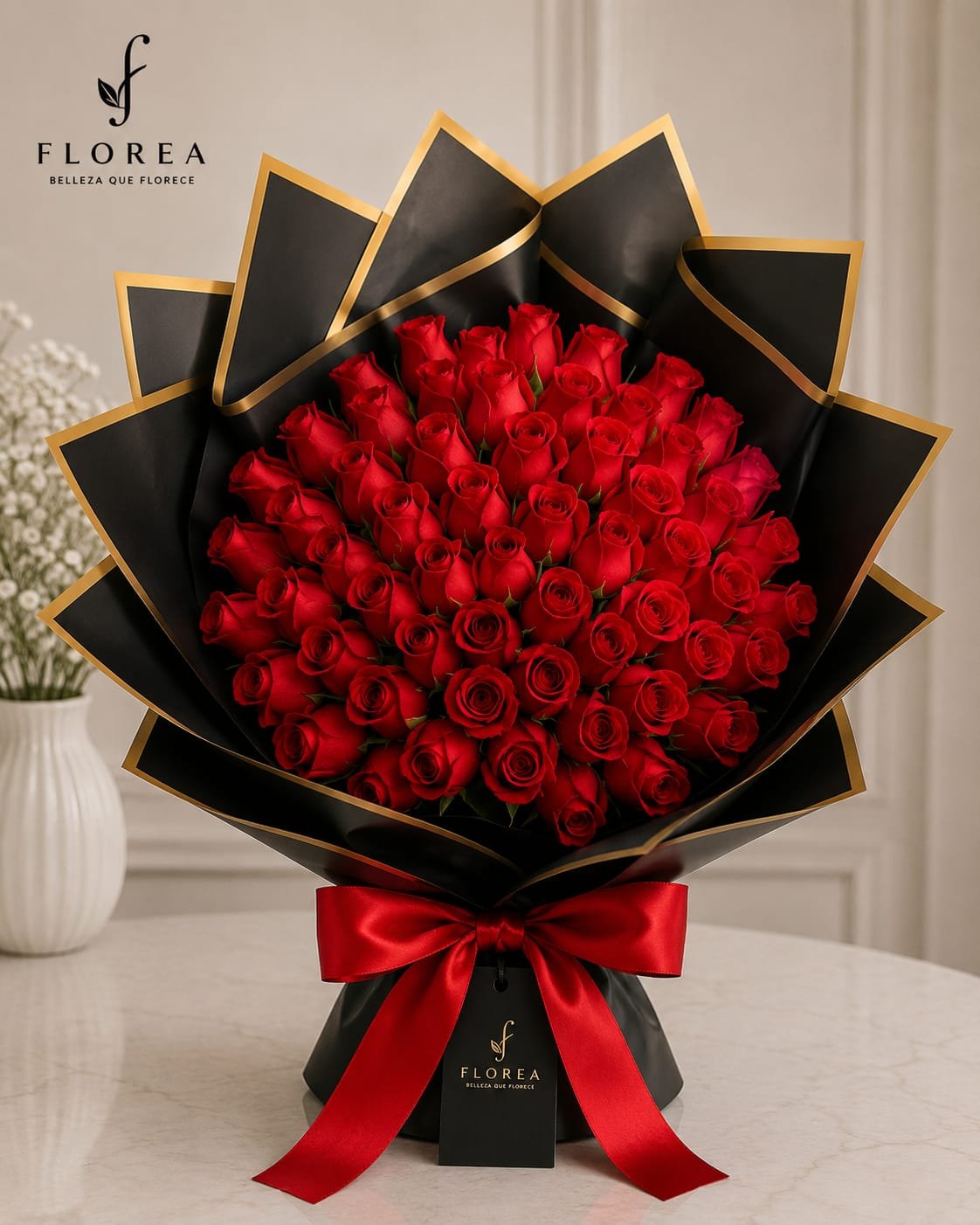 Ramo alegre de 50 rosas