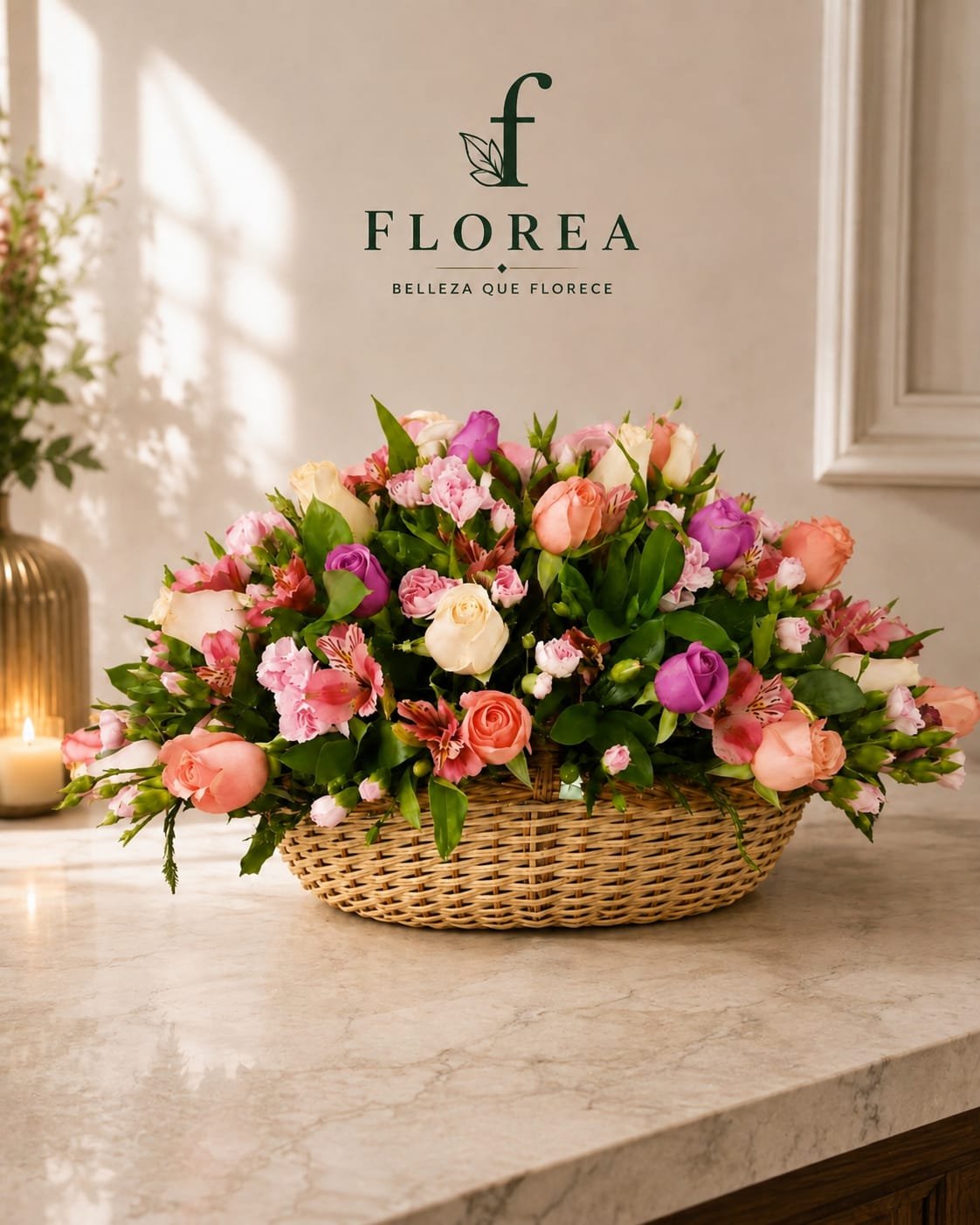 Canasta de 50 rosas